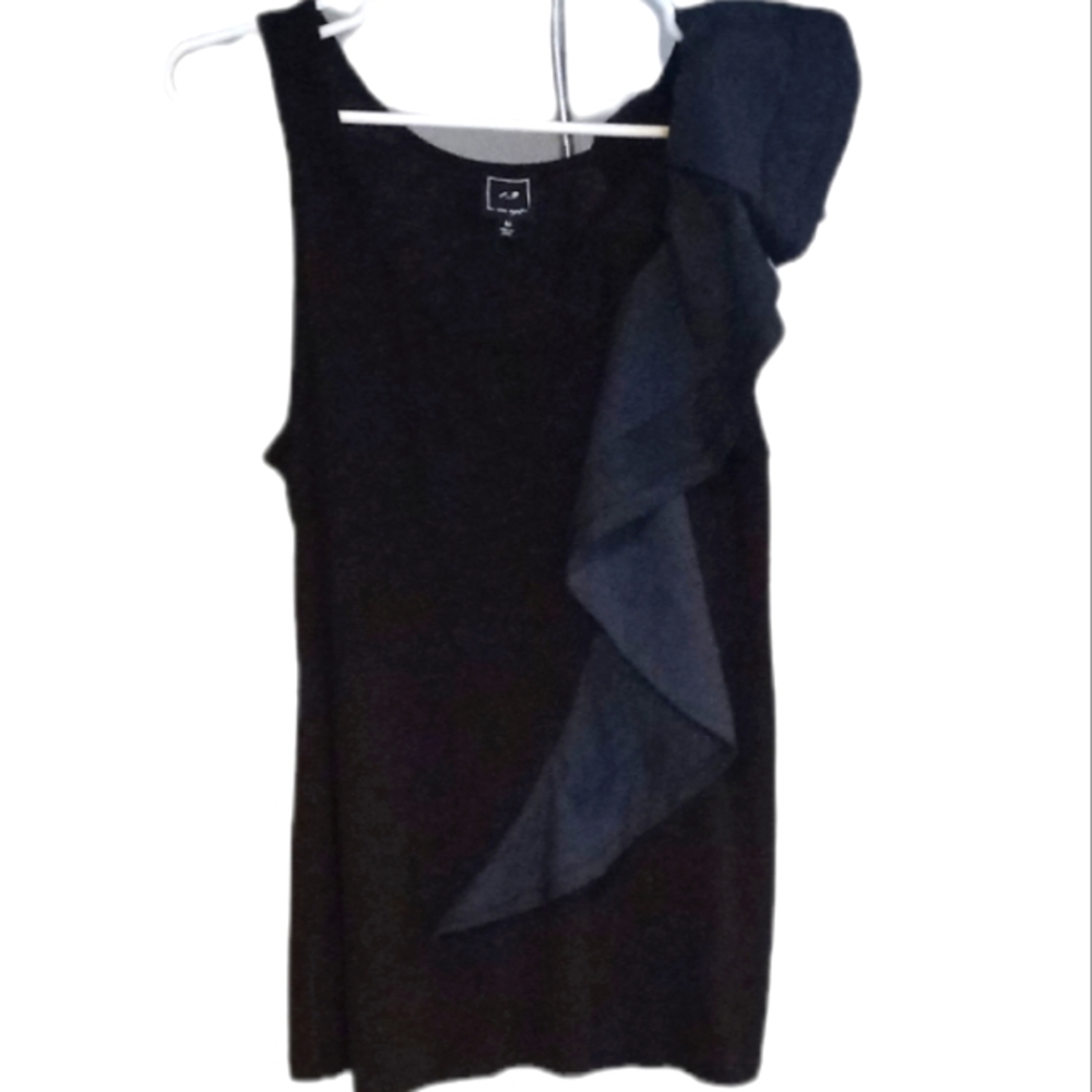 Anthropologie Sleeveless top w/ Deap blue ruffle